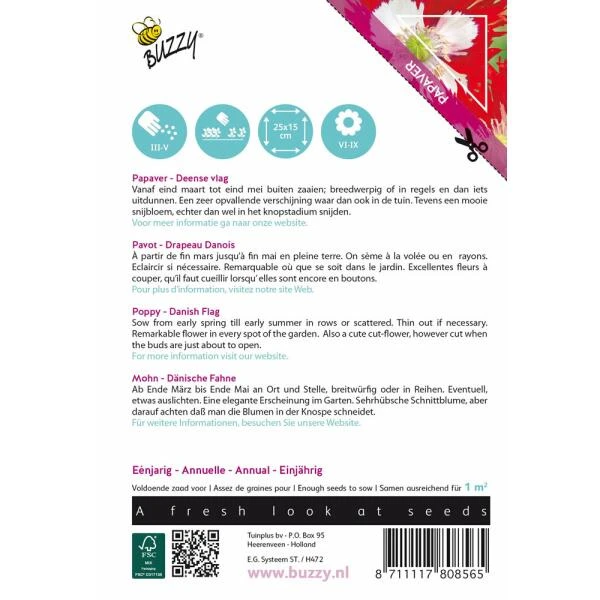 Klaproos Deense Vlag - Papaver Somniferum 3 Klaproos Deense Vlag - Papaver Somniferum - Afbeelding 2