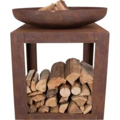 Vuurschaal Selki Met Houtopslag - 80 Cm