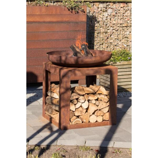 Vuurschaal Selki Met Houtopslag - 80 Cm 4 Vuurschaal Selki Met Houtopslag - 80 Cm - Afbeelding 2